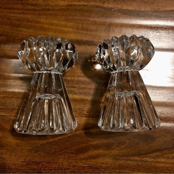 Pair of Glass Shabbat Candle Holders - Picture 3 of 10